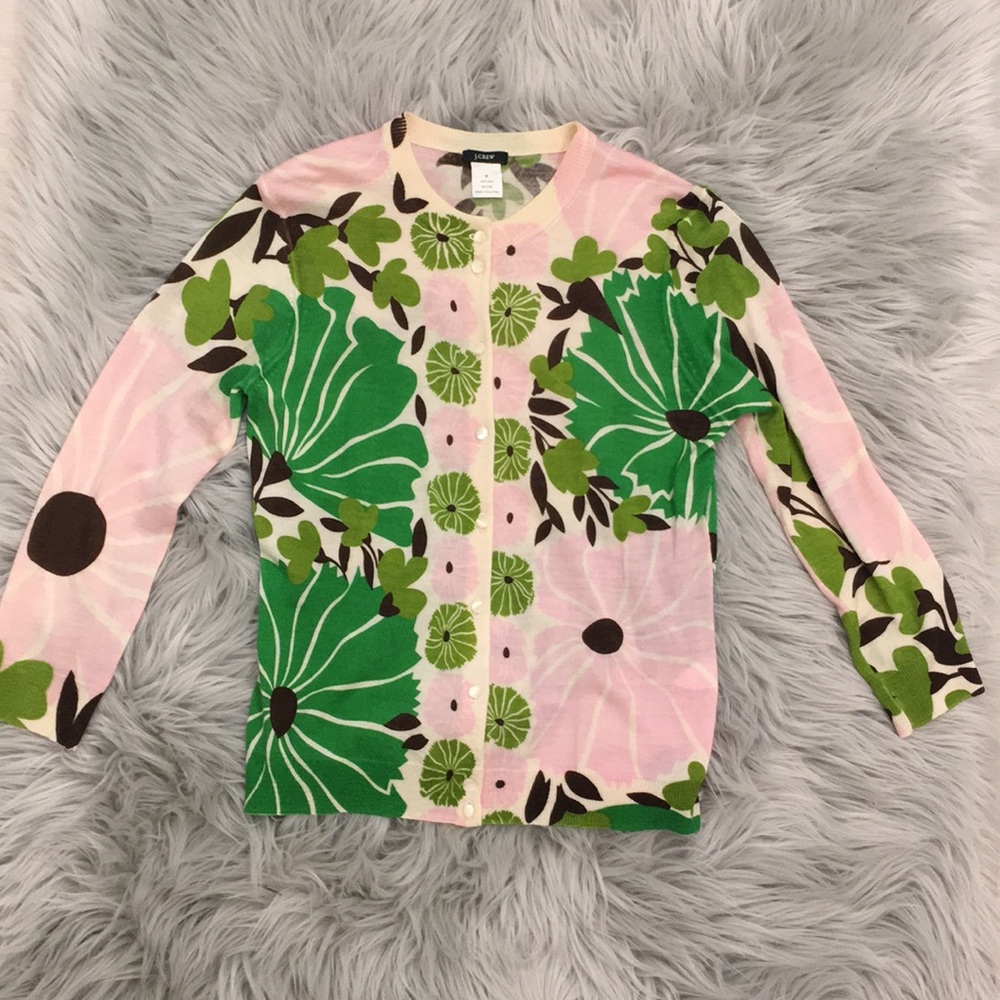 Vintage Floral J. Crew Wool Cardigan